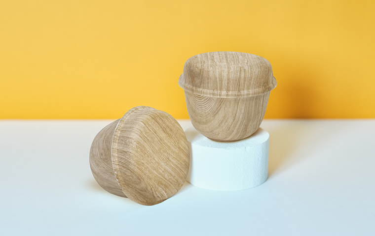 【パルプモールド×水転写】が拓く新しい加飾表現。紙が、木にも、石にも